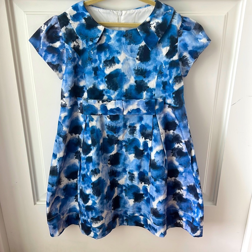 Florence Fancy Blue Printed Floral Sabrina Dress